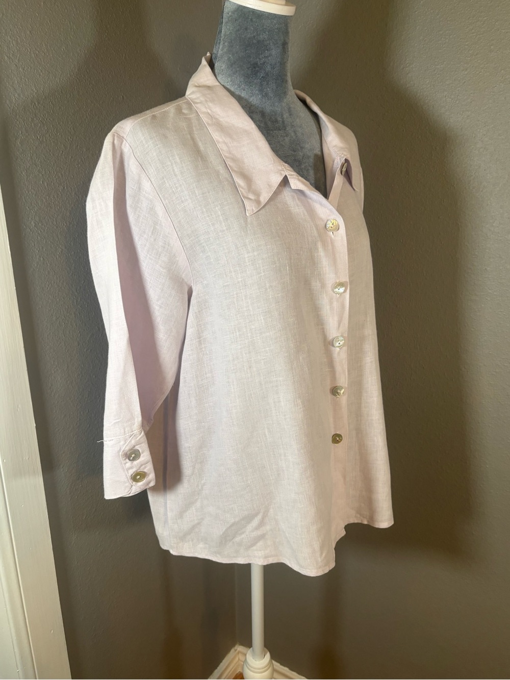 Habitat Clothes to Live on Light Pink Linen Button Front Shirt Size L - Picture 5 of 13